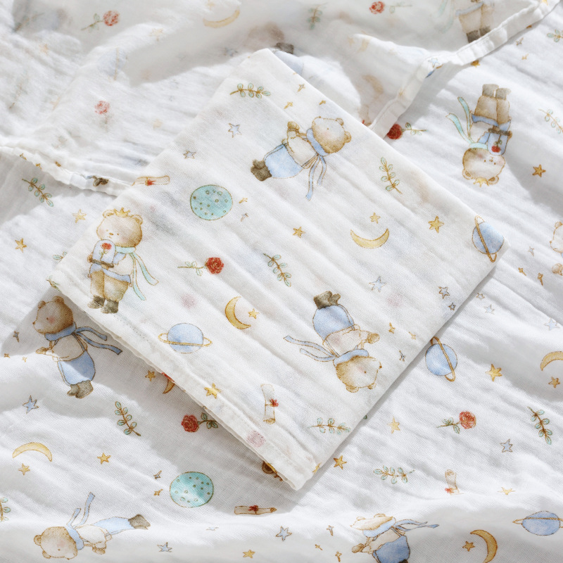 Bebé una toalla de baño de gasa de doble capa de algodón puro, manta para niños, bolsa para bebé, edredón para recién nacido único, estilo fino de verano