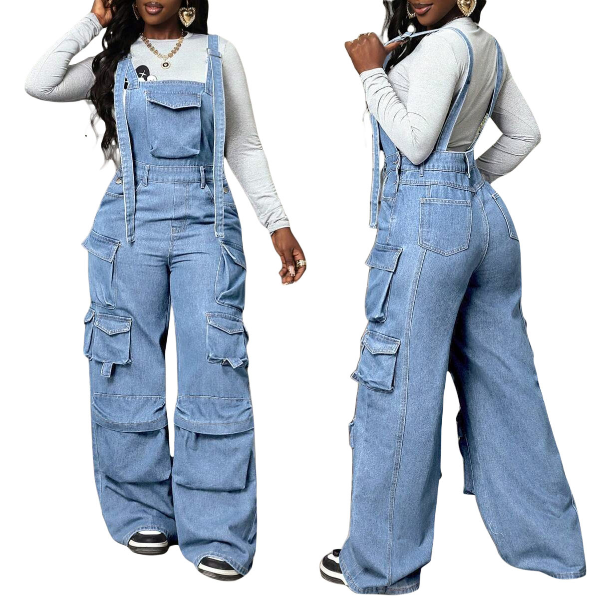 Women's Clothing Versatile Wide Leg Denim Jumpsuit Women's Work Pants Style Overalls For Formal & Casual For Women_ecoleips.com