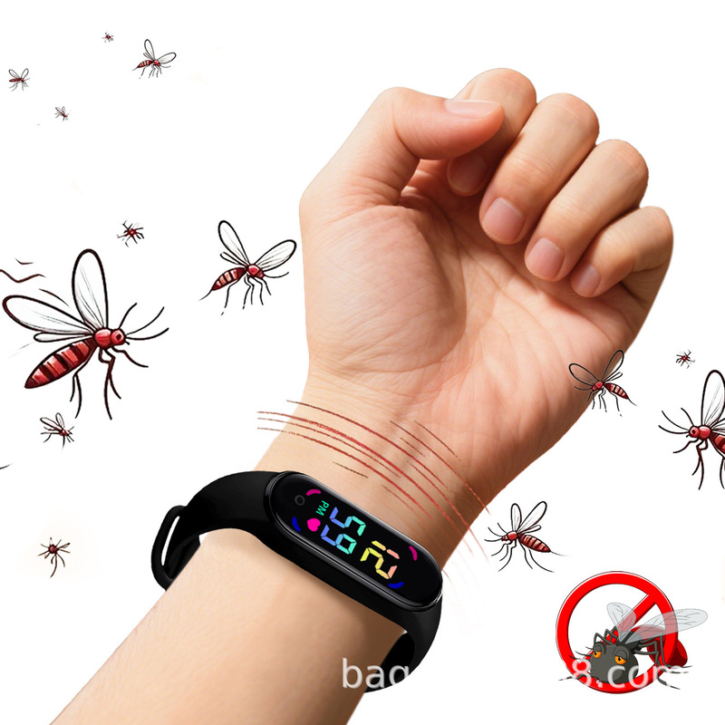 Mosquito Repellent Wristband Watch, Cross-Border Foreign Trade Hot-Selling Item, Cyberpunk Heart-Shaped Red Heart Colorful Pattern