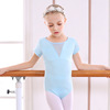 Children's dance service girl practice clothes short -sleeved puffy skirt Chinese dance girl ballet gauze skirt conjoined clothing clothing