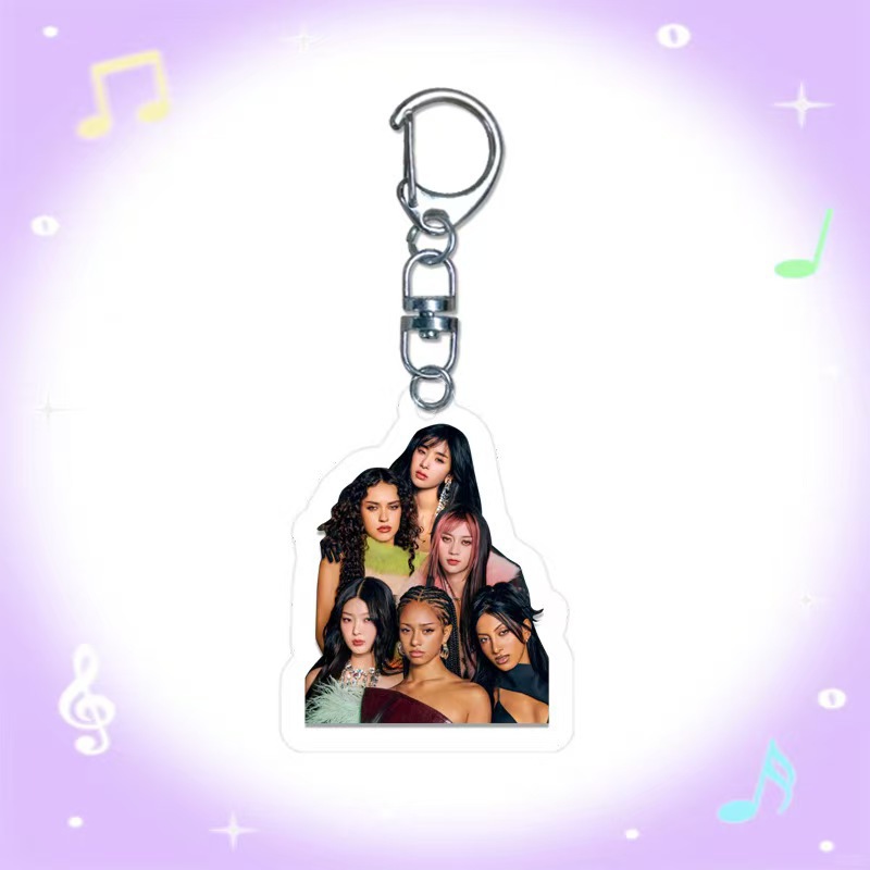 Colgante acrílico colgante llavero KATSEYE joyas DIY bolsos estrella colgante D-clip colgante regalo