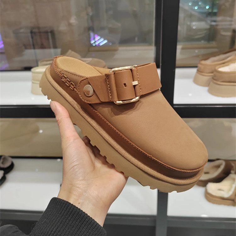 High-End 25 Spring New Collection Genuine Leather Comfortable Thick-Soled Gold Star Birkenstock Slippers Women's Outdoor Flat Casual Shoes Women's Cross-Border