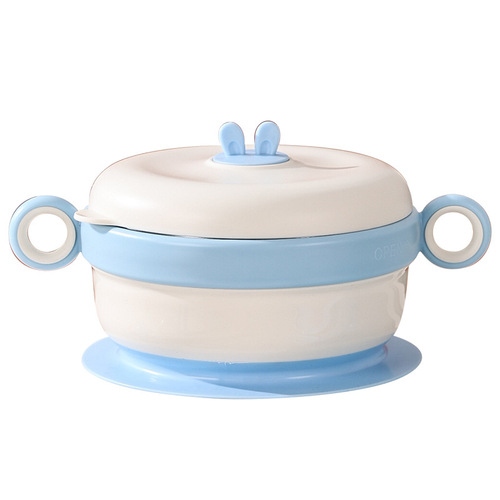 儿童辅食保温碗婴儿哺食餐具316不锈钢注水碗三层隔热注水碗