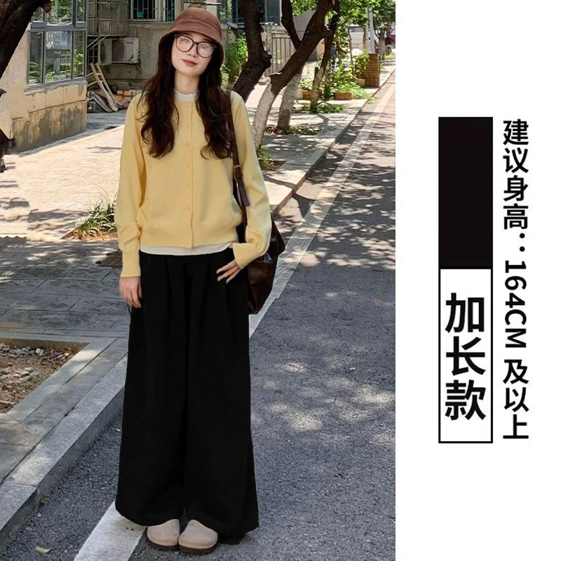 棕咖色雪尼尔阔腿裤女春秋2025新款高腰垂感秋冬直筒休闲加绒裤子|undefined