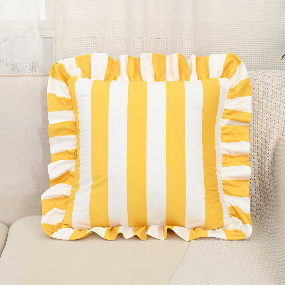 Inswind estriado coreano holandés veludo hoja de loto borde abraza funda de almohada americana sofá de la sala de estar decoración de cojín de cabecera