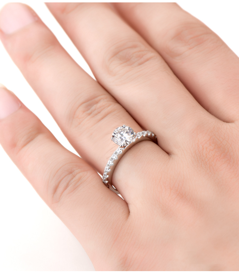 25g Weight Moissanite Inlay Material Rings Classification 1 Piece Quantity 925 Sterling Silver Moissanite Round Rings