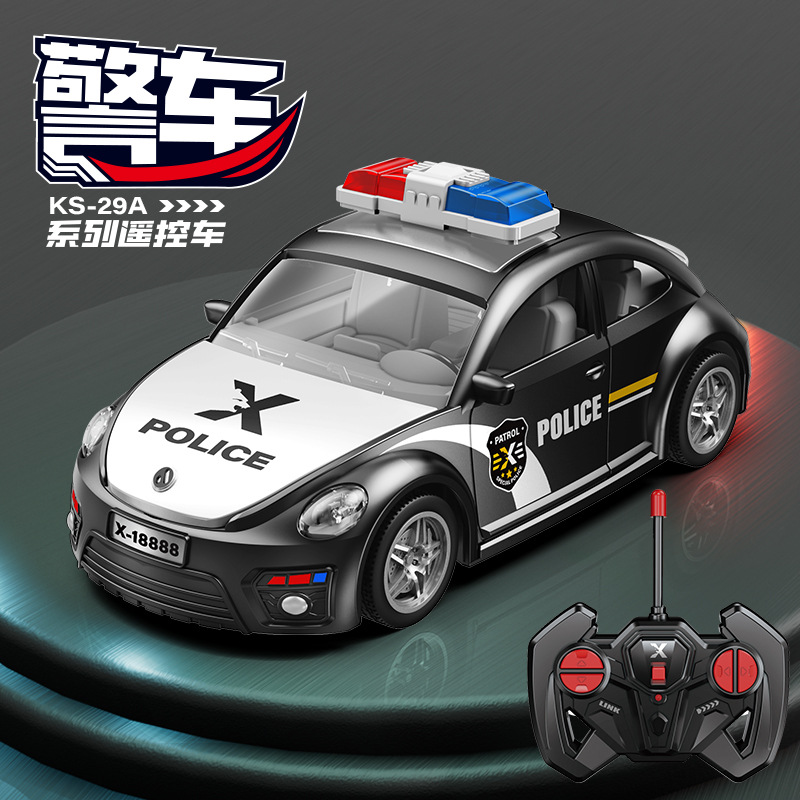 1:18 coche de policía de control remoto recargable eléctrico doble luz puede abrir la puerta de carreras de 6 - 12 años juguetes