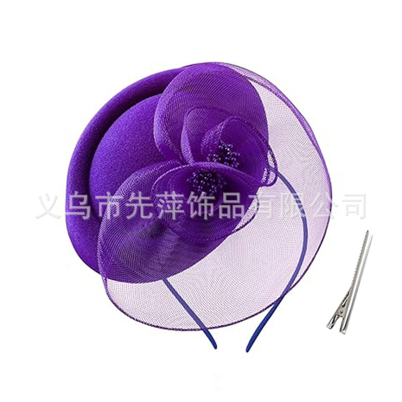 Amazon Small Hat Headwear Retro Wedding Mesh Hat Beret Christmas Holiday Performance Ball Hat