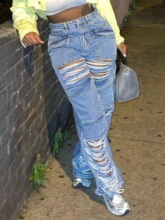 J 41661 Distressed Denim Jeans �ƶ�ţ�п� ŷ���羳����ѷ