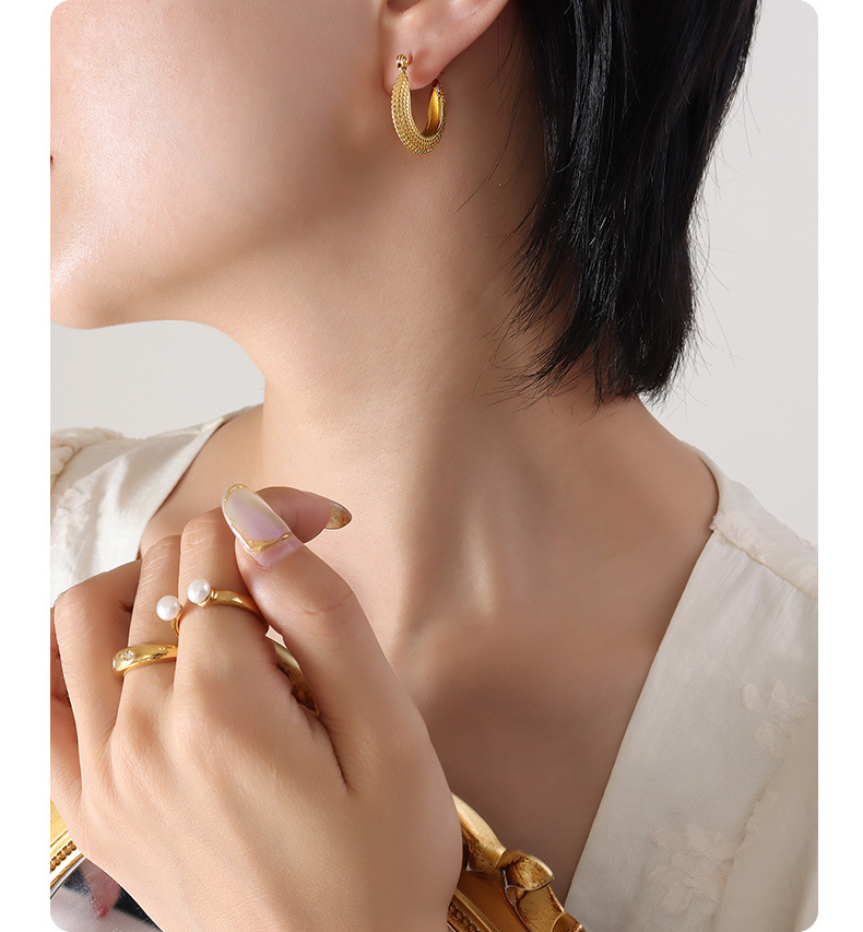 Retro U Shape Titanium Steel Earrings Metal Stainless Steel Earrings