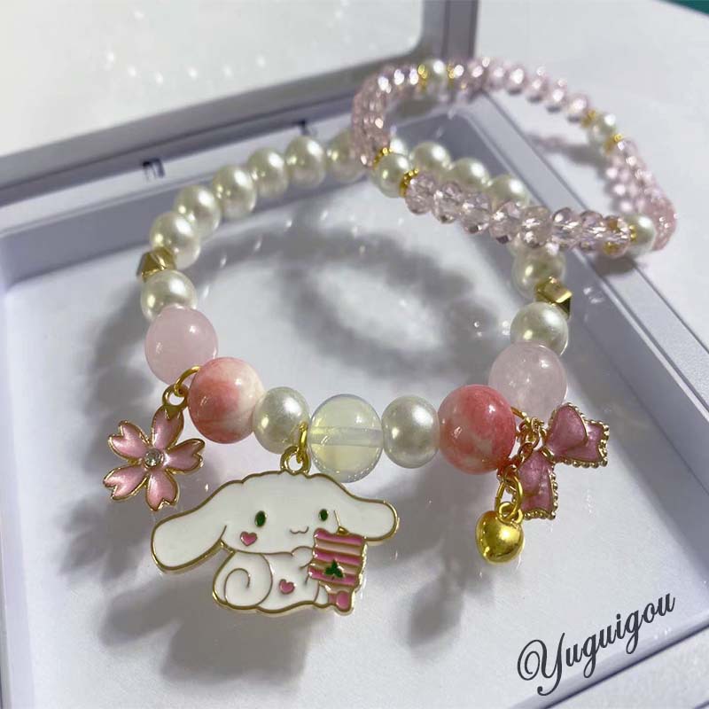 Nueva persa Jade cristal perla pulsera femenina Super lindo dibujos animados yugui perro con cuentas estudiante novias regalo