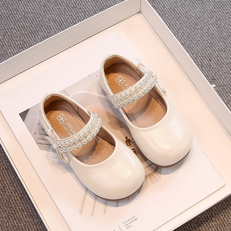 Niñas zapatos de plata 2026 nuevos niños primavera y otoño Marizhen zapatos de cuero para niñas zapatos de princesa de arco de perla image 5