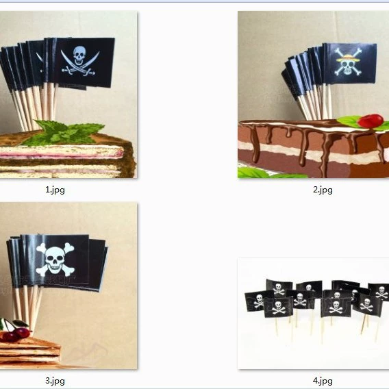 Хэллоуин зубочистка Флаг Цельный зубочистка флаг двойной нож Пиратский флаг череп зубочистка флаг пират пять в наличии