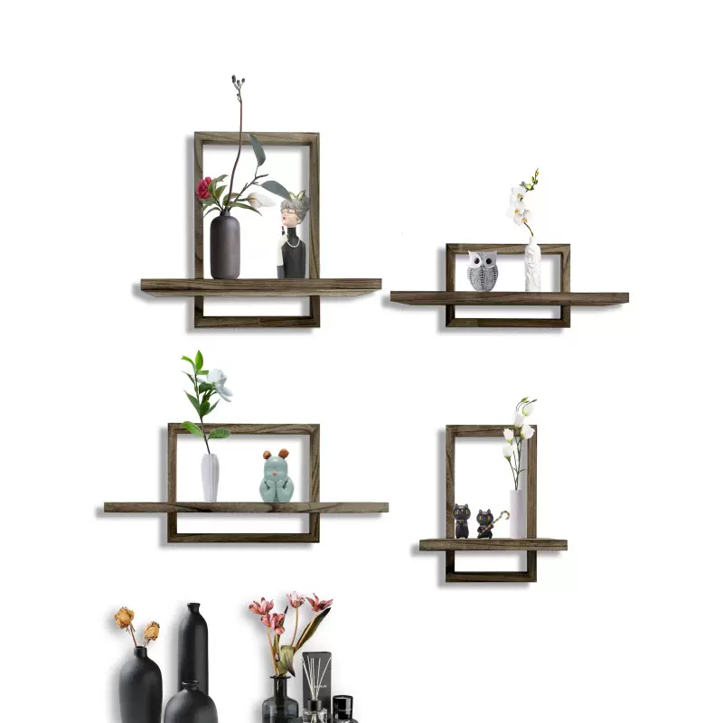 家居木质浮动隔板置物架墙面装饰悬挂相框架实木壁挂式置物架创意