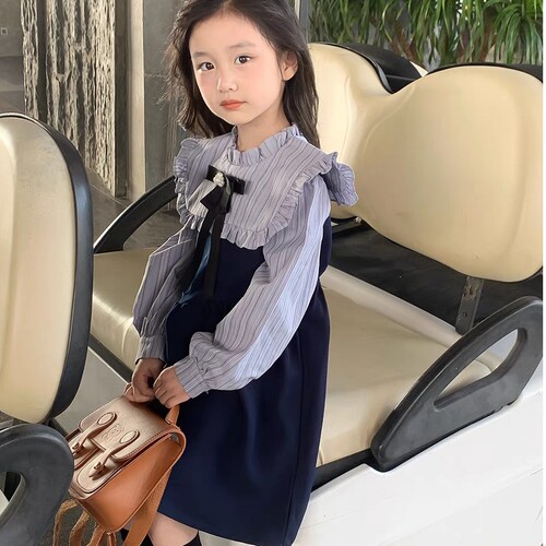 Girls 'preppy dress spring and autumn 2026 new children's autumn style princess dress for girls and babies' long-sleeved dress