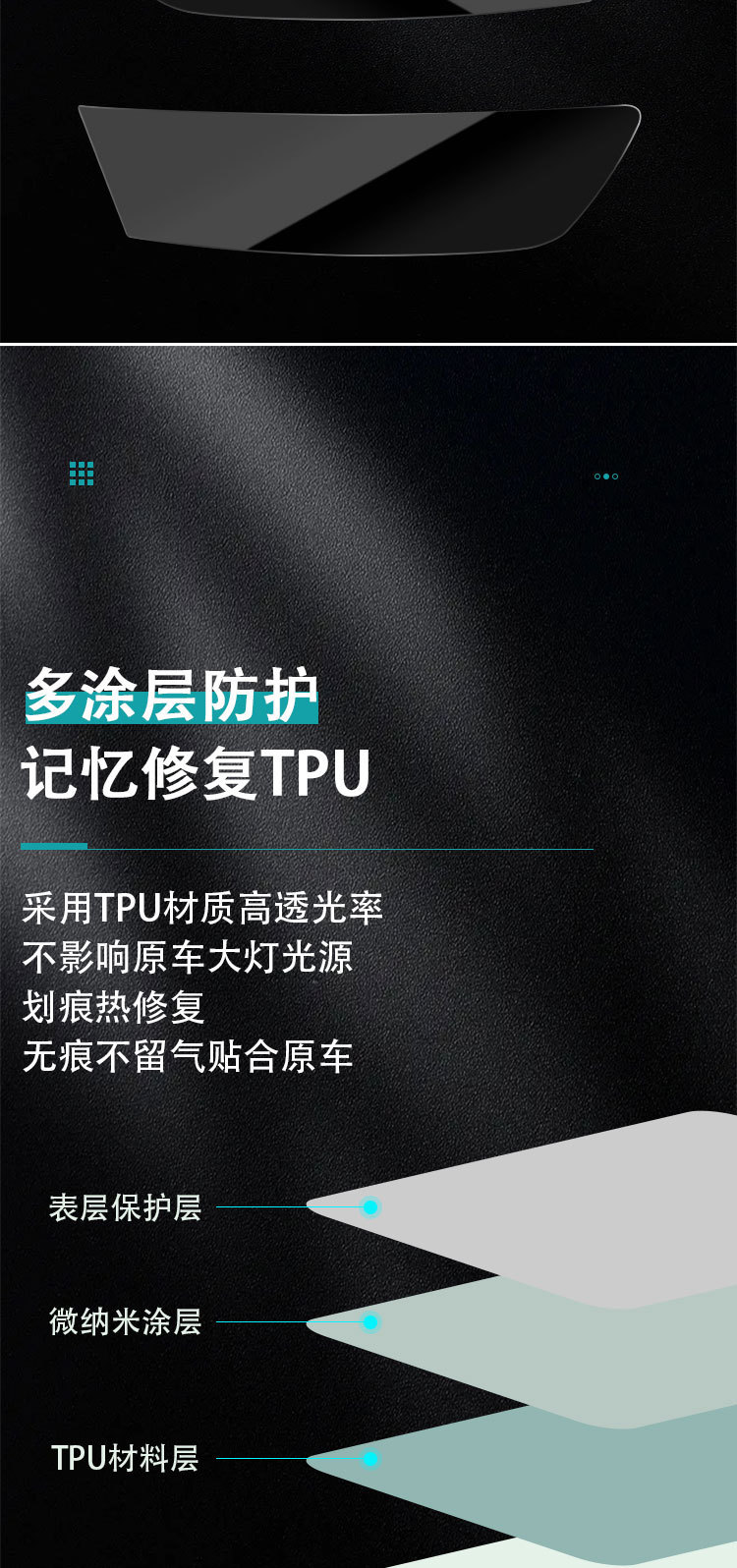 Car TPU intelligent light sensing color changing lamp film transparent black transparent purple headlight color changing film