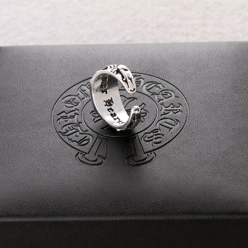 Ring Thai Bank Cylody, retro electroplated silver adjustable knuckle/cross design