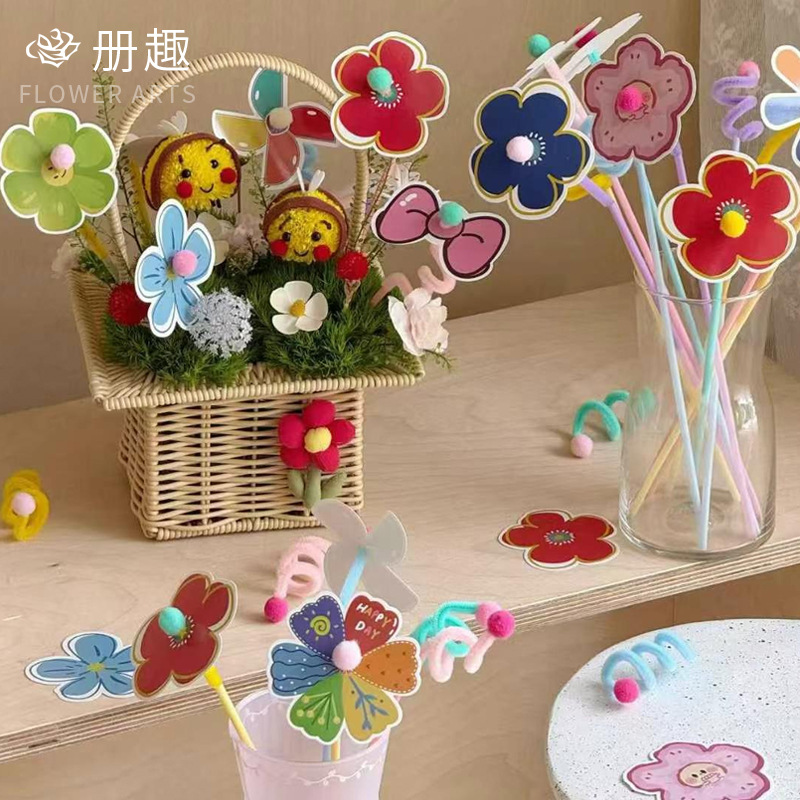 Palo retorcido Tarjeta de decoración de ramo Día del niño Aperitivos Caja de regalo de flores Tarjeta de inserción de bricolaje Materiales de floristería