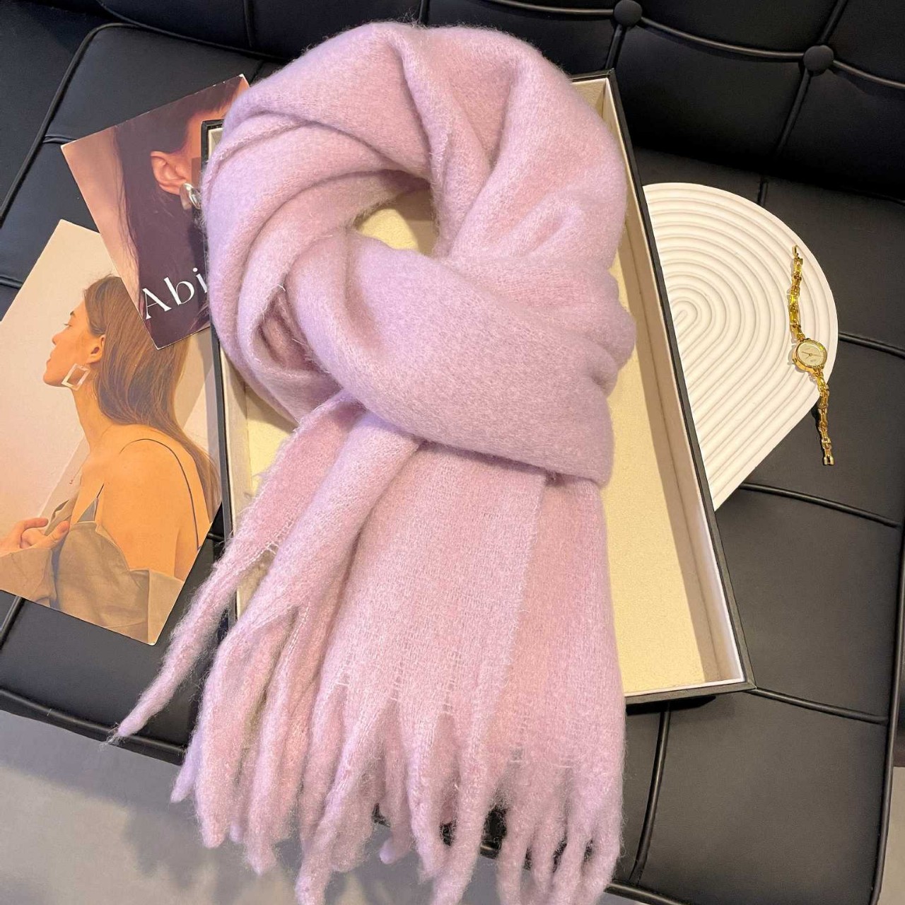 仿羊绒纯色围巾女秋冬季新品马海毛纯色百搭围脖加大加厚保暖披肩