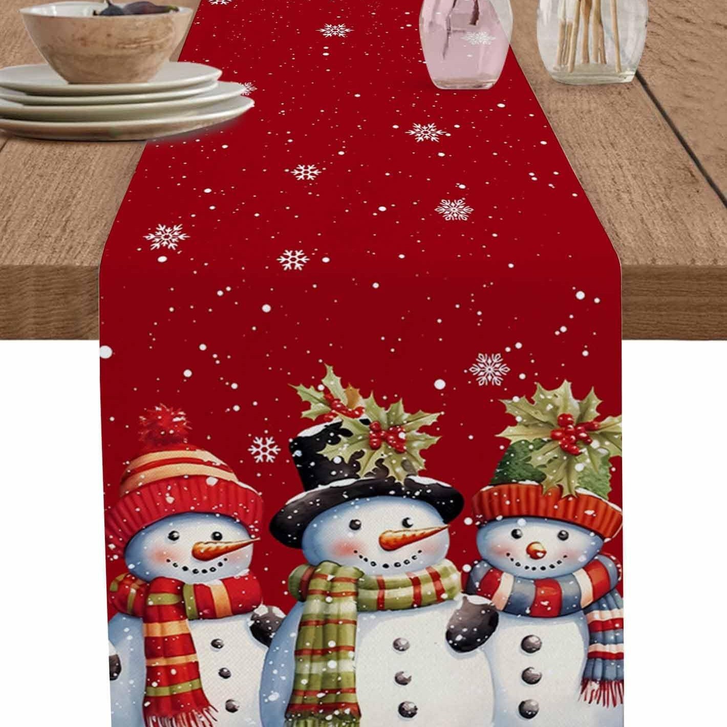 Transfronterizo 2024 Amazon nuevo muñeco de nieve de Navidad Santa linas bandejas de mesa bandejas de mesa de comedor de té