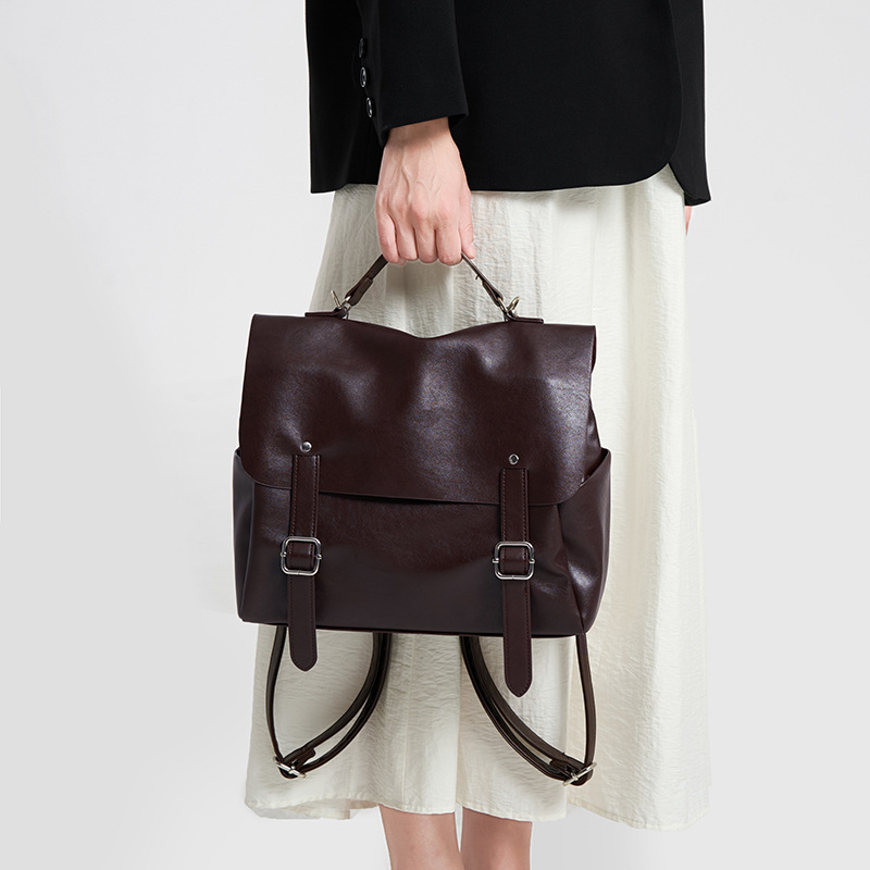 Vintage Lederrucksack Für Damen College Style Pendler Tasche_voghion.com