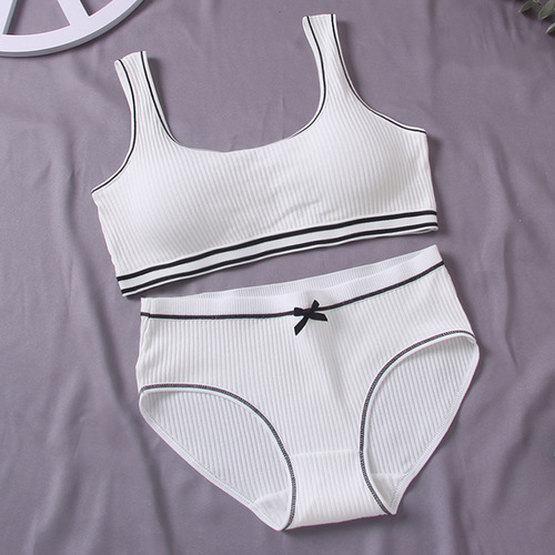 [Send in seconds] Children's pure cotton underwear two-piece set without wire bra, junior high school and high school student bra