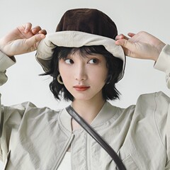 秋冬の新型シンプルなデザイン感のある漁師帽の女性秋冬英倫復古百合は顔の小さい盆帽の文芸帽子を見せます。