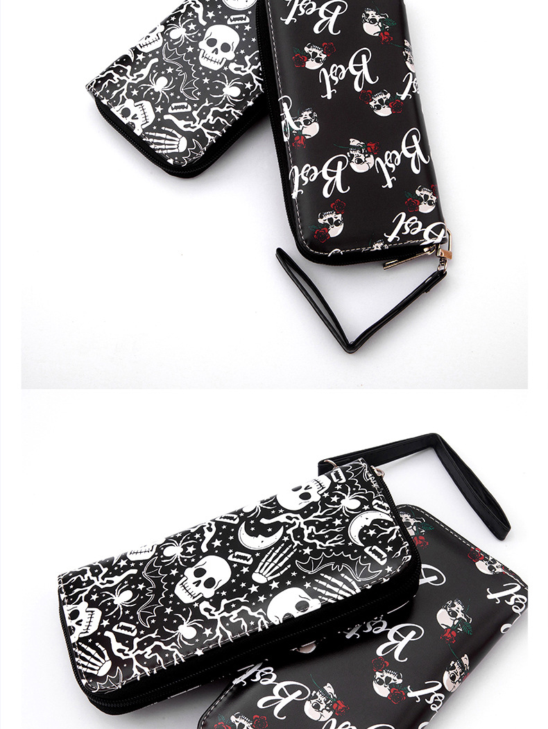 Unisex Skull Pu Leather Zipper Wallets display picture 3