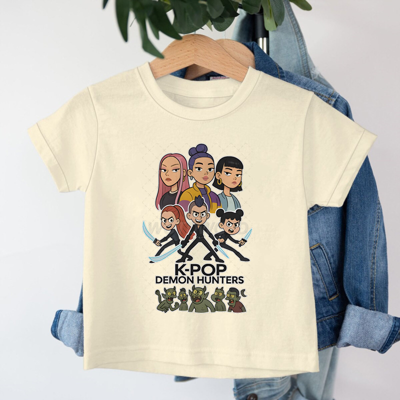 クロスボーダー KPop デーモンハンターデーモンハンターグループプリントコットン Tシャツ夏のファッション子供カジュアル半袖|undefined