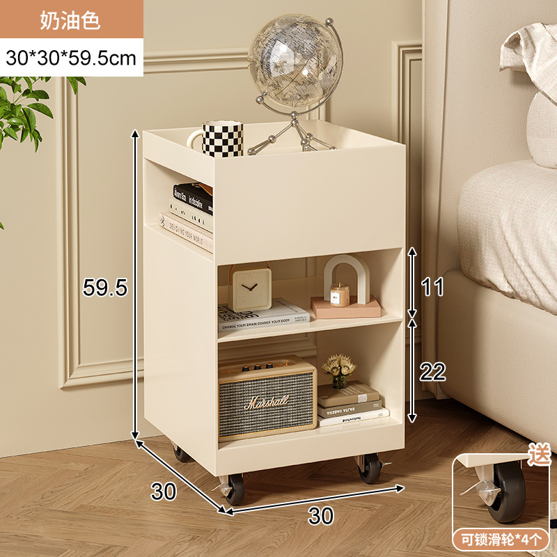 Estante de mesita de noche simple, estante de hierro extraíble, dormitorio doméstico, red roja, carro creativo, almacenamiento, armario lateral