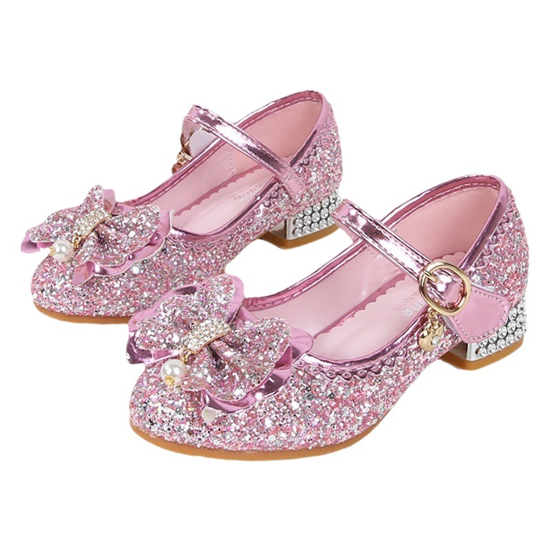 Zapatos de princesa Maergang para niñas, nuevos zapatos de tacón alto con lazo, zapatos de actuación transfronterizos para niñas medianas, zapatos de otoño para niñas pequeñas