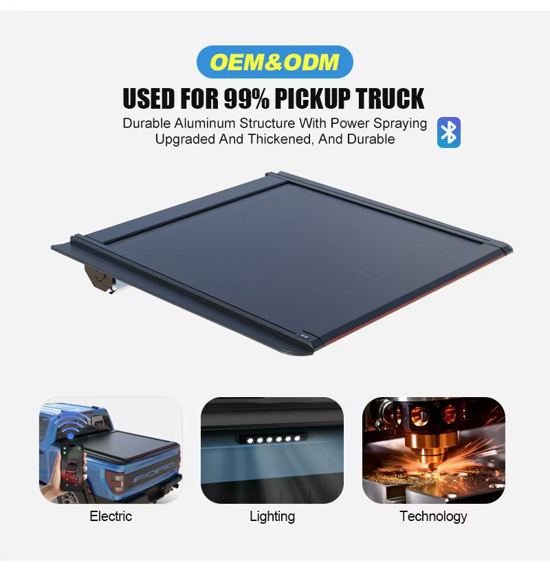 Cross-border Raptor F150 pickup roller shutter rear trunk cover RANGER hard tri-fold cover electric roller shutter car modification parts