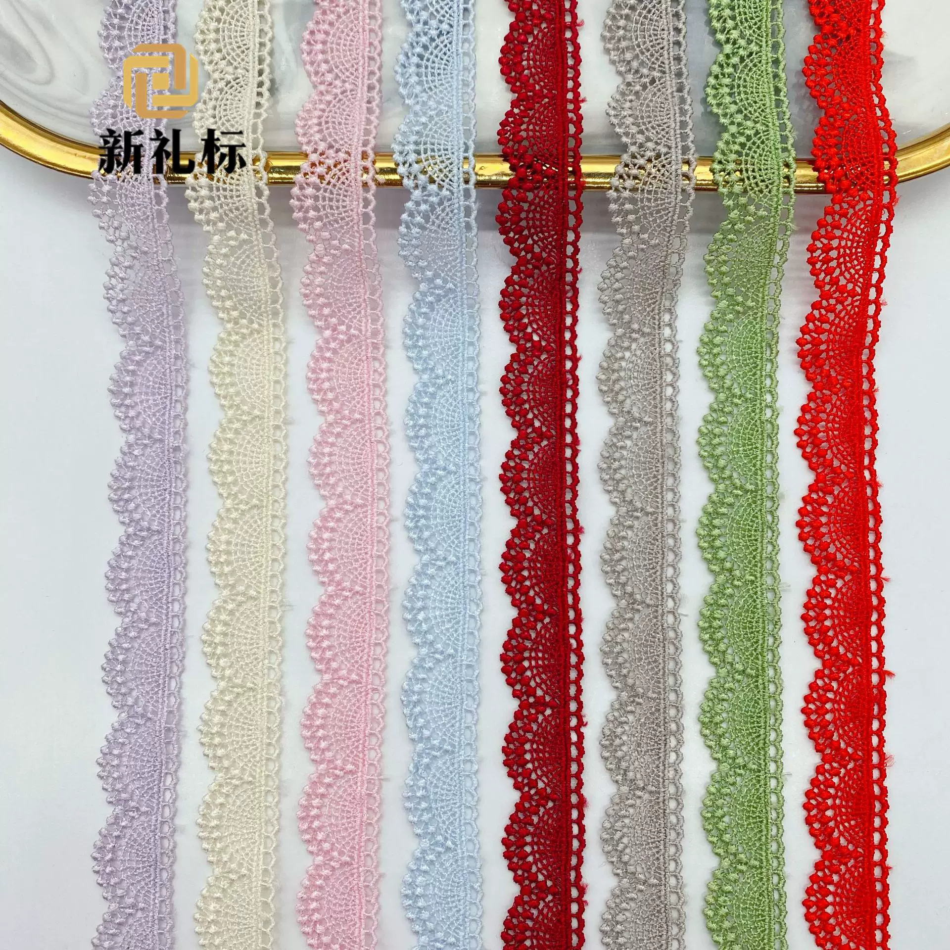 童装辅料 电脑刺绣彩色花边现货批发蕾丝条码单边半圆绣花辅料