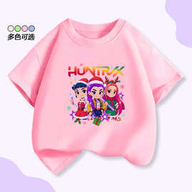 圣诞节kpop猎魔女团HUNTRX男团Babysaja纯棉韩风t恤男女童半袖衫