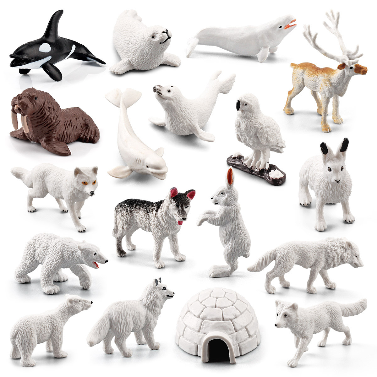 Modelo Animal de la simulación de los niños de la venta caliente transfronteriza mini Ártico invierno animal morsa ballena blanca sello adornos cognitivos