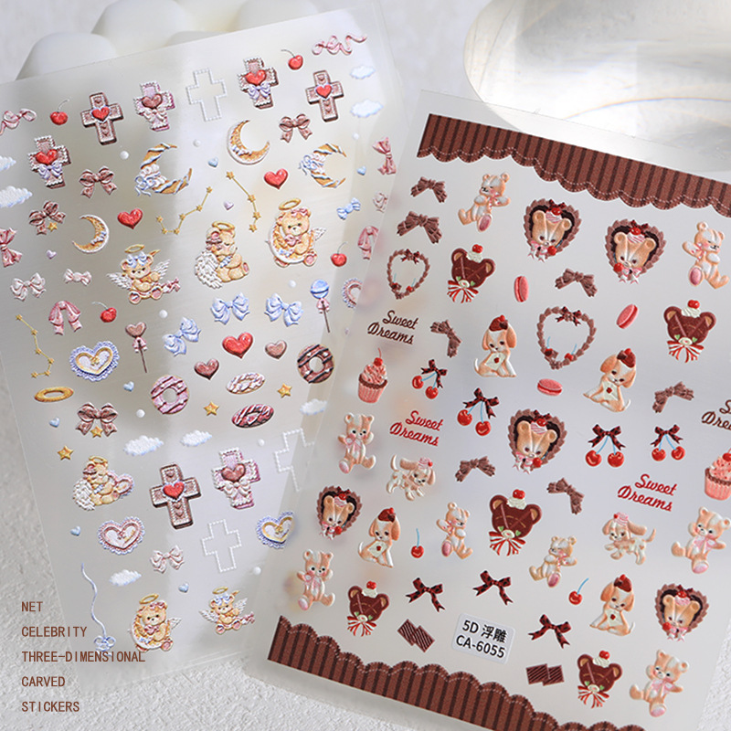 Nail Decals  Classification of Nail Art Accessories Cute Retro Cross Cartoon PET Tpu Nail Patches