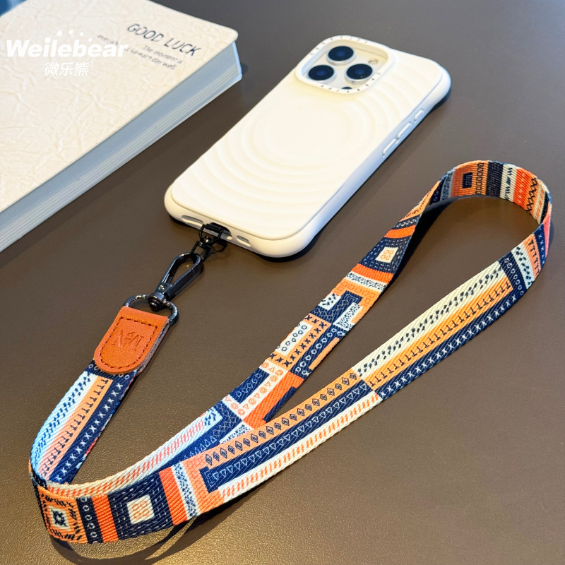 ハイエンドのオリジナルプリント携帯電話ストラップ、首を締め付けない幅広の布製IDストラップ、屋外用ポータブル紛失防止リストストラップ|undefined