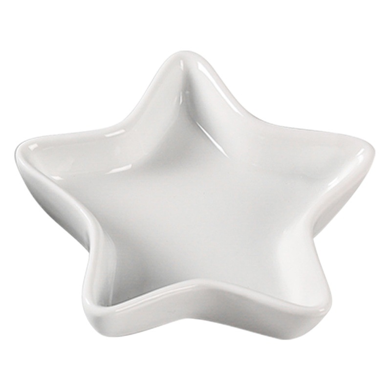 Cerámica blanca pura Plato de condimento creativo simple Plato de vinagre Plato de salsa Plato de bocadillo lindo Plato de plato de ensalada de olla caliente image 1
