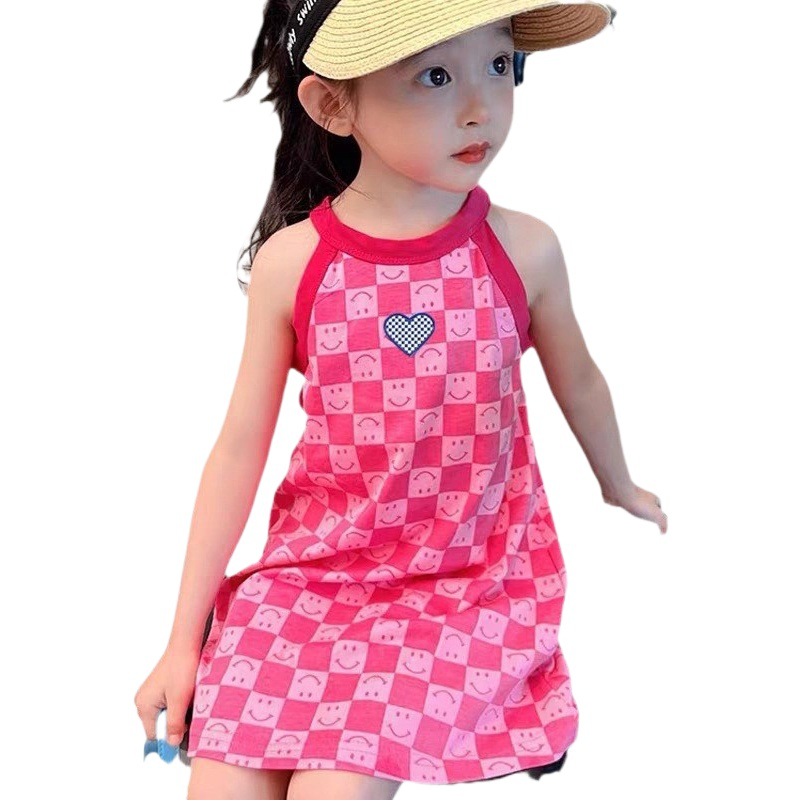 Vestido de tirantes de seda de hielo para niñas de verano nuevo vestido de princesa para niñas vestido de niños medio y grande camisón de bebé para niñas entrega de una sola pieza