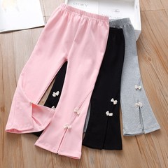 女童打底褲春秋裝外穿2024新款洋氣長褲兒童微喇叭褲寶寶時髦褲子