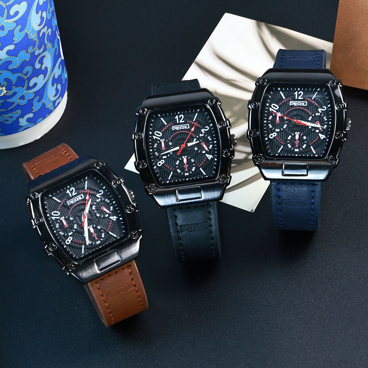 New Fashion Luxury Watch Watch Trendy Casual Racing Barrel Shaped Simple Men's Watch