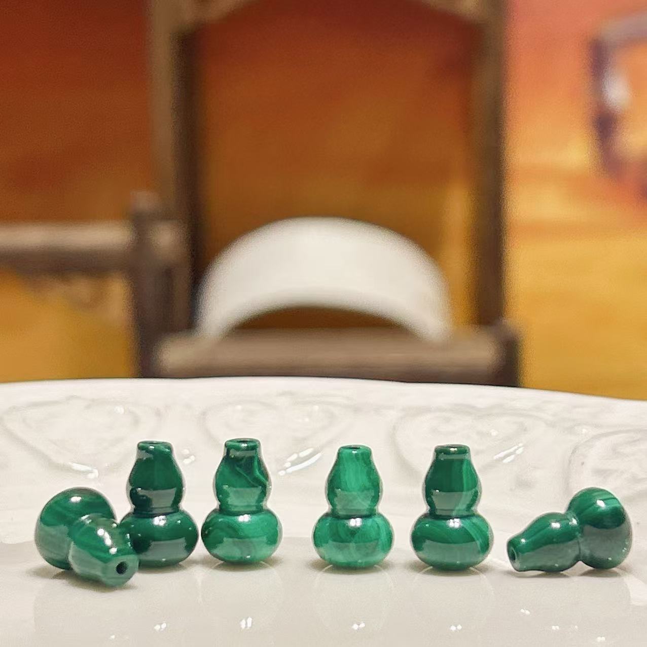 孔雀石小葫芦吊坠上下孔饰品配件配饰DIY批发628