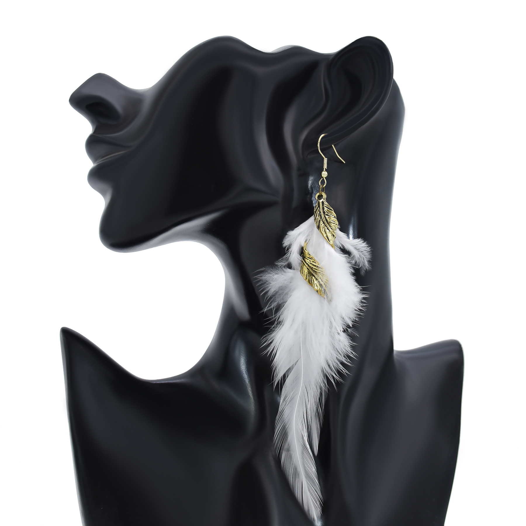 19g Weight Alloy Ear Needle Material Drop Earrings Classification 1 Pair Quantity Holiday, Daily Occasion Alloy, Feather Material Feather Pattern Women's Gender Ethnic Style Style 1 Pair Ethnic Style Feather Alloy Feather Drop Earrings 1