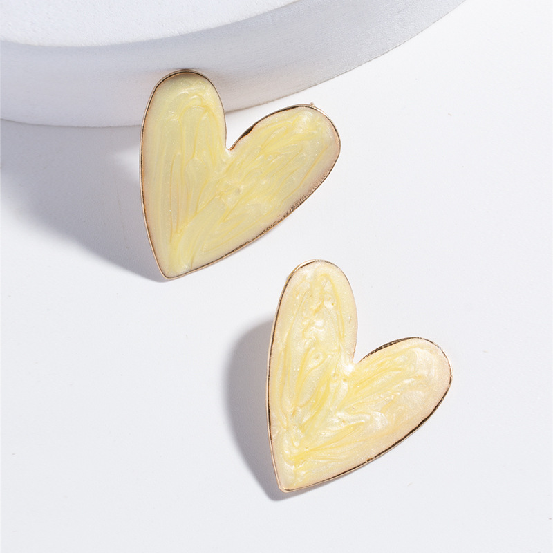 European and American Exaggerated Earrings New Gold-Plated Quicksand Texture Love Drop Glazed Stud E