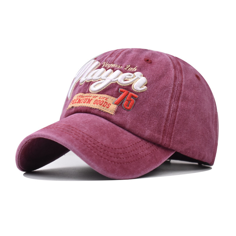 Nuevo sombrero de béisbol transfronterizo jugador de algodón lavado sombrero de sol bordado estilo coreano gorra de pico de los hombres