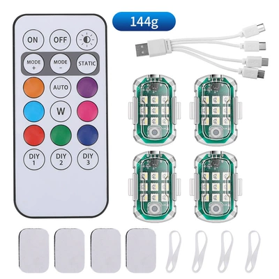 Tail light vehicles, led flash lights, aircraft - 18-key-remote-control-4-lights-and-1-remote-control