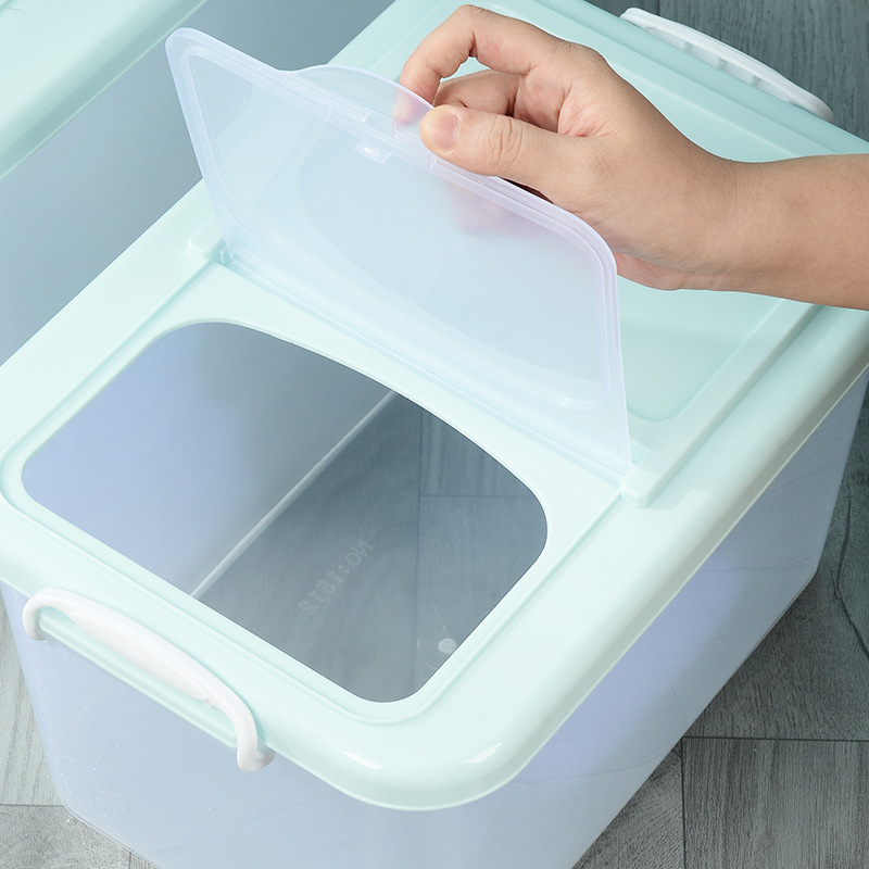 Cubo de arroz de plástico, almacenamiento a prueba de humedad e insectos, con tapa