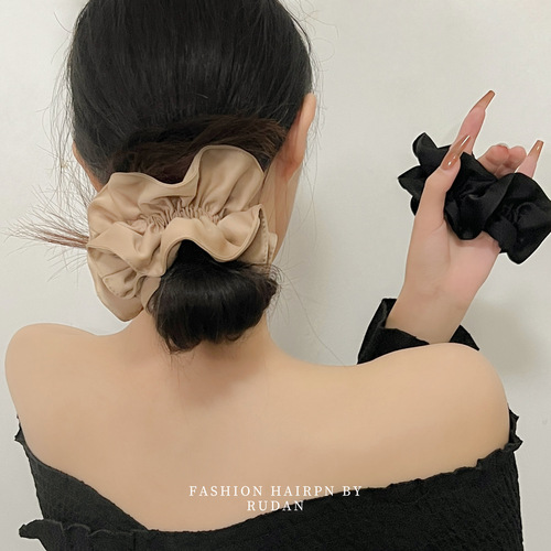 RUDAN Korean niche design high-end wal satin flower bud hair ring internet celebrity large intestine ring simple head flower hair accessory