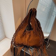 复古麂皮流苏腋下包包女2025新款大容量时尚单肩包休闲简约托特包