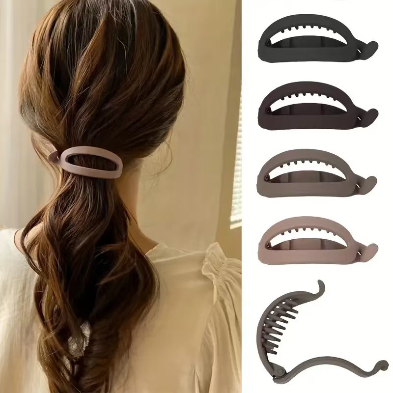 Simple Matte Ponytail Clip Horizontal Clip Hair Clip Back Head Clip Headwear Women's South Korea Temperament Twist Clip Fashion Hair Clip